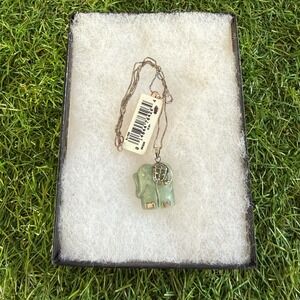 Savant Sterling Silver Genuine Jade Elephant Pendant Necklace 18 Inch